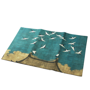 棉麻桌旗瑞鹤图禅意桌旗茶席长桌旗茶具布艺茶席禅意干泡中式茶巾