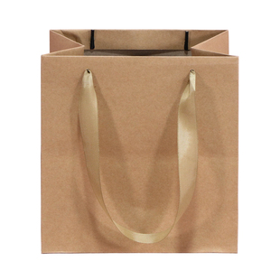 正方形白色礼品袋子牛皮纸袋外卖打包手提袋鲜花店花束礼物包装袋