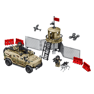 三角洲装甲车观察哨重武器装备库人仔军事男孩益智拼装积木玩具
