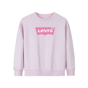 Levis李维斯儿童红色卫衣男童圆领长袖2025秋装新款童装女童上衣