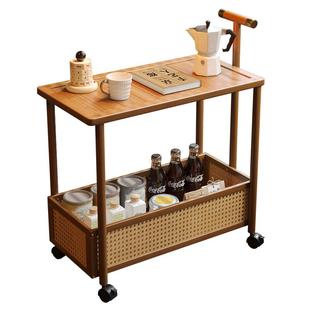 可移动边几中古风小推车置物架小户型高级感客厅沙发边茶几小桌子