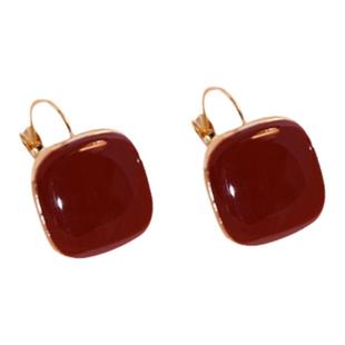气质妾之意宫廷酒红色耳扣感复古耳环女时尚耳钉2024年新款潮耳饰