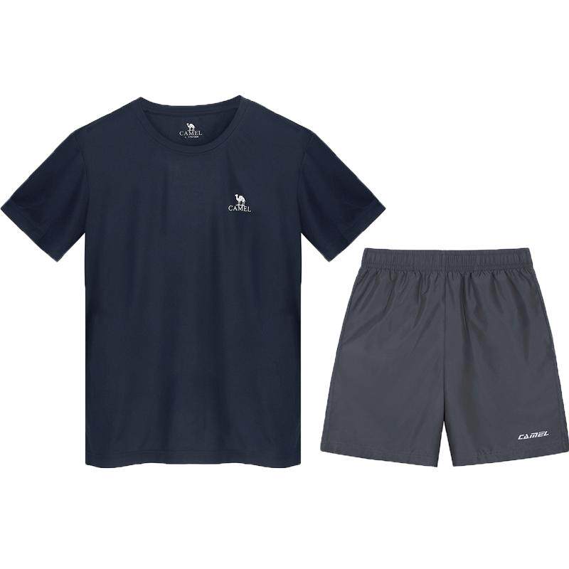 骆驼男装运动服男士套装户外新款夏短袖短裤速干跑步套装男两件套