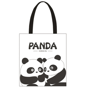 高颜值熊猫手提袋外出通勤大容量结实耐用百搭时尚显眼手拎帆布包