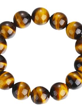 石玥珠宝 精品16mm天然黄虎眼石手串虎睛石转运珠手链 男女士款