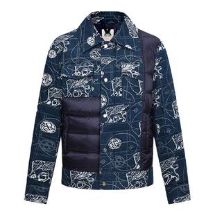 RARE威雅男装 秋冬新款外套提花牛仔拼接加厚款面包接羽绒服