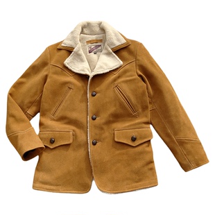美式复古农场主中长款大衣绒面牛皮羊羔毛内里保暖真皮皮衣男