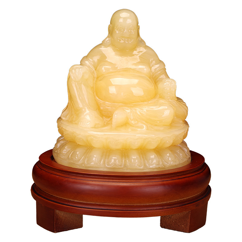 天然玉大号弥勒佛风水摆件