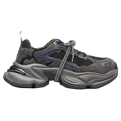 诗歌兰春季真皮厚底增高老爹鞋女