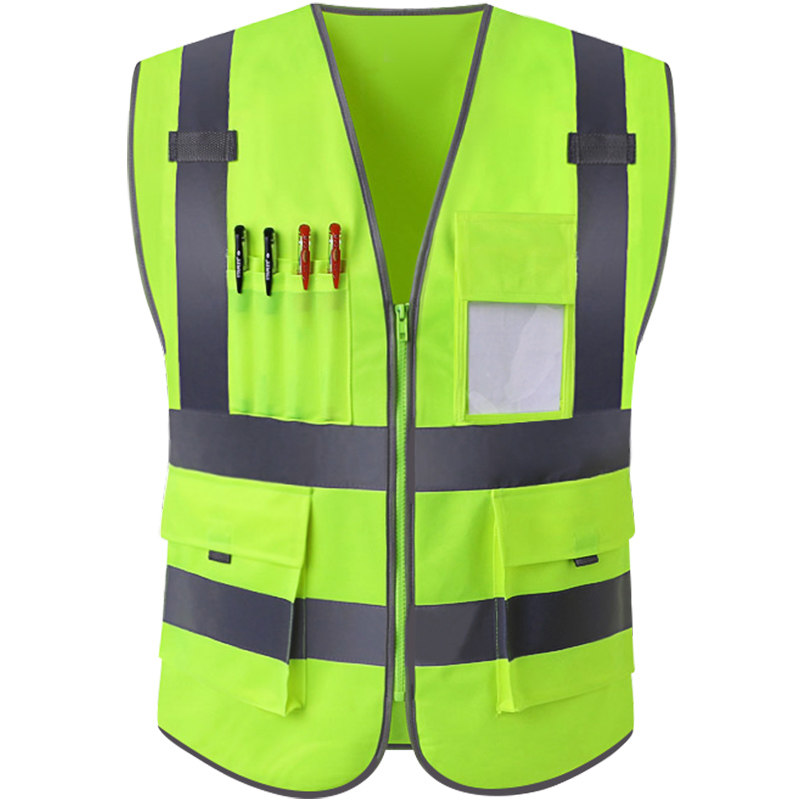 反光背心工地施工人安全骑行衣服建筑交通环卫荧光黄马甲夹多口袋