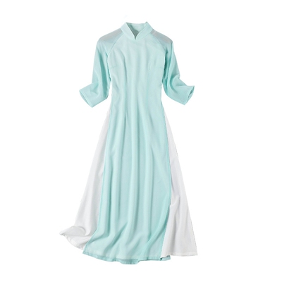 夏珍珠纱越南衣服奥黛文艺工作服