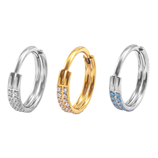 植入级F136钛合金材质耳环圈圈爆闪双排锆养耳洞耳骨环秋冬耳饰女