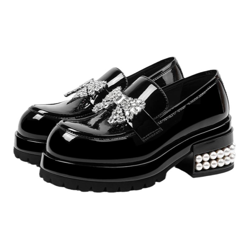 诺贝达2025厚底粗跟百搭学院风乐福鞋一脚蹬商场同款女RS255503