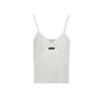 ECHOADE夏日经典V领设计蕾丝拼接无袖上衣修身廓形针织吊带背心女