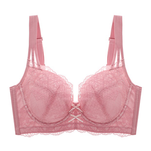 依曼丽大胸显小调整胸型文胸记忆钢圈上托聚拢黑色蕾丝性感内衣女