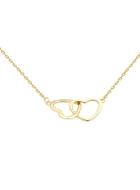 18k金 轻奢简约双环爱心锁骨链钛钢网红项链甜美小众个性设计饰品