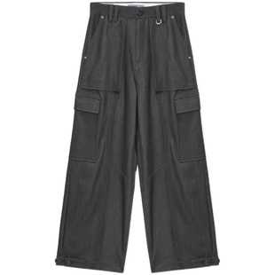 Unvesno(UN) 知识分子老钱风中古牛仔肌理工装宽松西装休闲裤