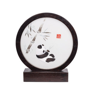 蜀江锦院蜀绣桌屏中国风双面绣刺绣摆件四川熊猫特色礼品送老外