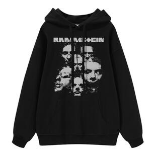 Rammstein德国战车摇滚乐队数码直喷复古vtg美式纯棉宽松连帽卫衣