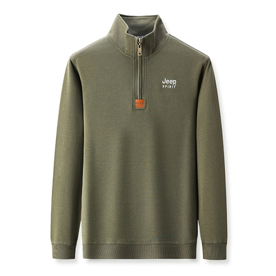 吉普男士纯棉卫衣半拉链立领卫衣