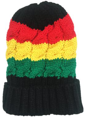 REGGAESHOW牙买加雷鬼嘻哈街舞红黄绿秋冬弹力针织毛线帽套头男女