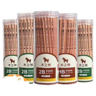 得力木世界铅笔学生专用2b一年级小学生无毒儿童幼儿园学习文具二年级2h原木三角杆hb六角杆橡皮擦笔2比木工