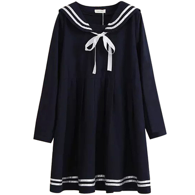 大码女装春夏季新款200斤大码胖mm海军风水手服甜美学生连衣裙H-3