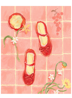 无框画Pagwa粉格小花鞋藤蔓花卉浆果清新小众治愈卧室装饰画挂画