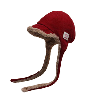 安可拉红雷锋帽女秋冬季保暖显脸小绑带毛绒帽加厚防寒护耳帽子