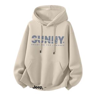 Jeep吉普连帽卫衣男士外套新款宽松长袖上衣加绒潮流加厚男生衣服