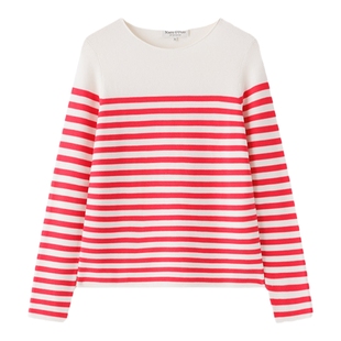 Marc O'Polo/MOP25春秋季新款宽松时尚纯棉条纹圆领长袖T恤女上衣