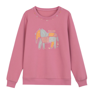 采多宝大码女装胖mm2025冬季新款趣味印花刺绣圆领卫衣EDZ6029