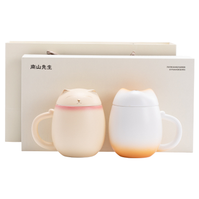 南山先生招财猫茶水分离马克杯