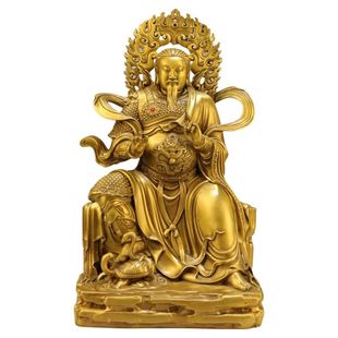 纯铜真武大帝祖师爷供奉神像玄武大帝摆件室内家用桌面中式摆放品