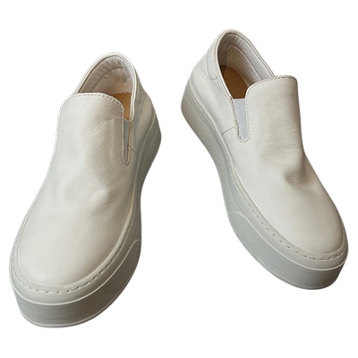 厚底一脚蹬小白鞋女懒人鞋乐福鞋