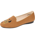 REEMOOR睿慕新款腊肠狗刺绣豆豆鞋新中式圆头单鞋平底乐福鞋女