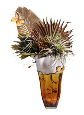 妖及轻奢琉璃花器样板间花艺摆件