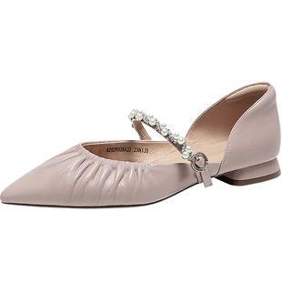 【静音系列】千百度褶皱中空时装凉鞋女新款珍珠绝美凉鞋气质百搭