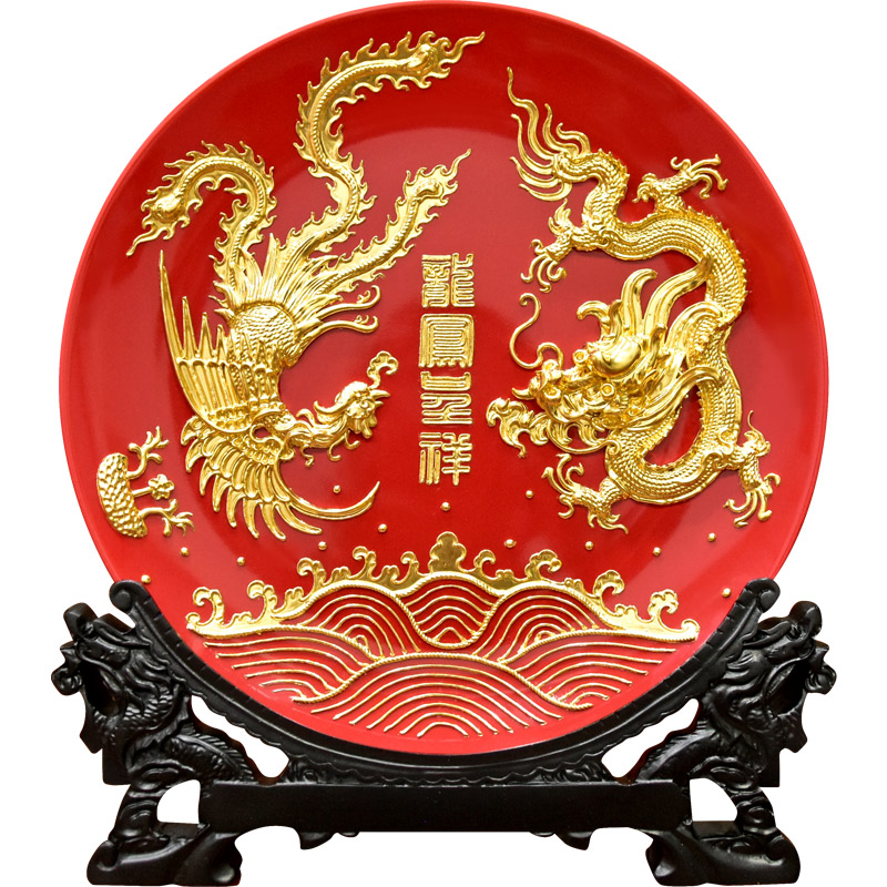 金箔龙凤呈祥摆件新婚礼物送新娘