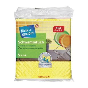 flink & sauber德国厨房百洁布强力吸水清洁海绵刷洗碗布5片*2包