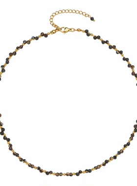 JoJo｜叠戴黑尖晶小金豆八芒星吊坠甜苦辣黑色系麦穗项链锁骨链