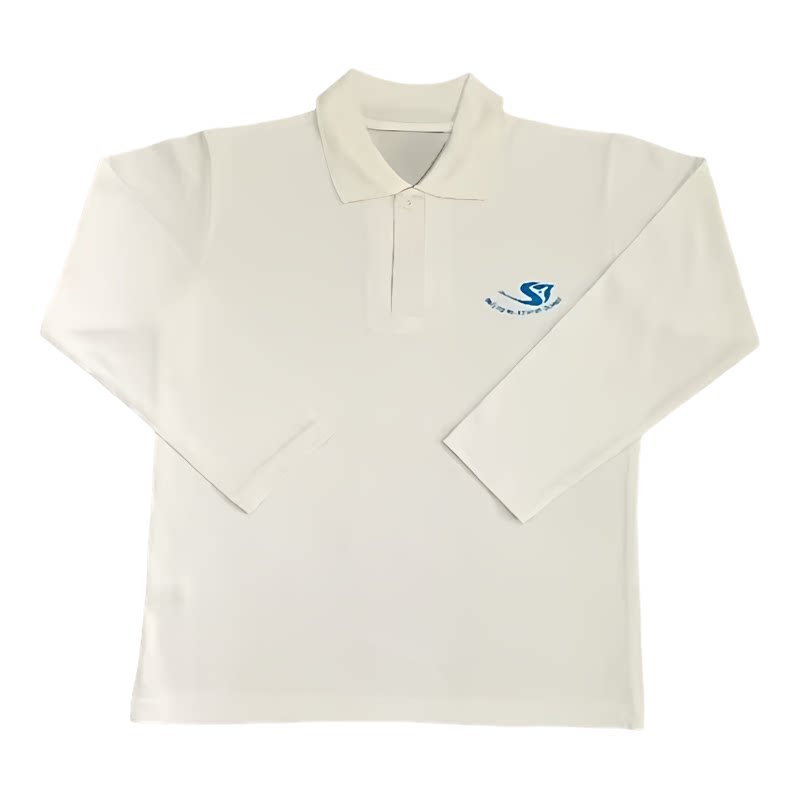 五十七中同款长袖白色POLO衫校服