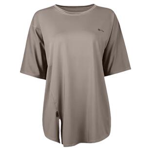 健身服上衣女夏季大码短袖T恤瑜伽宽松速干字母遮臀运动跑步罩衫