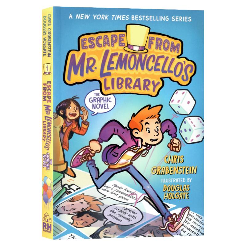逃离柠檬先生的图书馆 英文原版小说Escape from Mr. Lemoncellos Library儿童全彩推理冒险漫画故事书小学生英语课外阅读图画9-12
