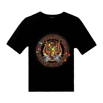 3号堡罗短袖休闲大码老虎头烫钻