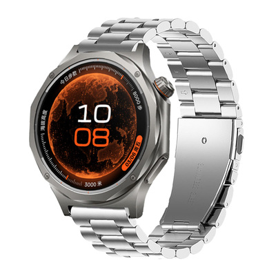 适用OPPOWatchX3/X2表带金属sport手表watch4pro腕带智能x2/x3mini商务OnePlusWatch4一加新款男女三珠钢专用