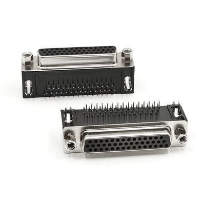 HDR44 母头传统半金插锁 VAG插座90度弯脚插板连接器母座三排