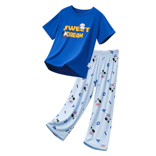 「一觉到天亮」夏装莫代尔儿童睡衣男女童亲子家居服冰丝印花短袖