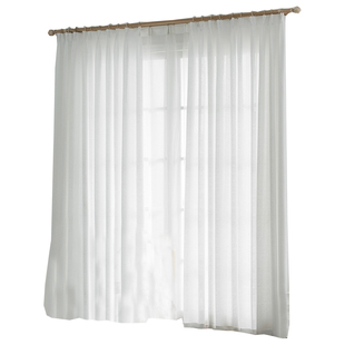 日式田园风小清新亚麻纱帘透光不透人棉麻窗帘白色半遮光窗纱布料