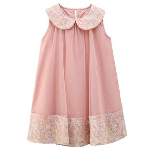 哈齿童装儿童连衣裙娃娃领甜美粉色纱裙女童背心裙宝宝生日裙夏季